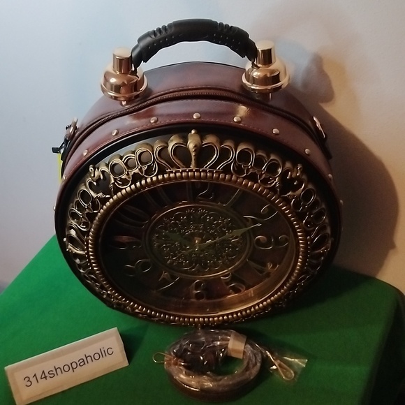 Brown / Gold Fully Functional Clock Purse (With Detachable Strap) - Picture 5 of 9
